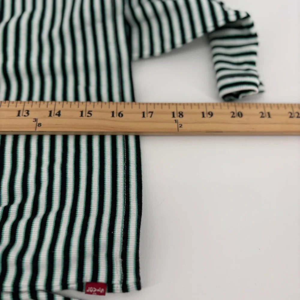 Levis Womens Striped Turtleneck‎ Cropped Long Sleeve Top XS Black White Green